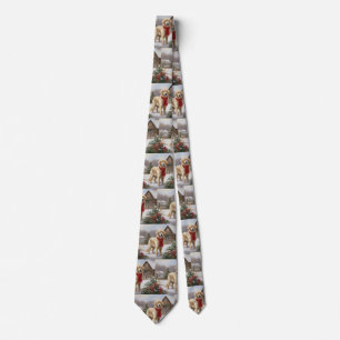 Gravata Cachorro Retriever Dourado na Neve Natal