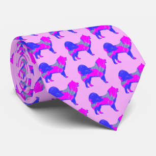 Gravata Cachorro Samoiado, Rosa claro Rosa e Azul