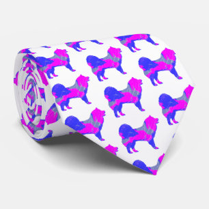Gravata Cachorro Samovido Silhute Rosa e Azul Claro Branco