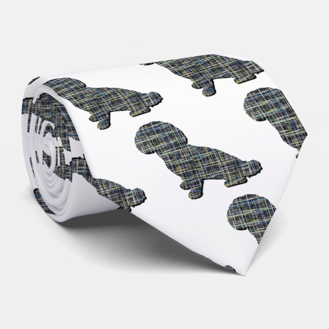 Gravata Cachorro Shihpoo Silhouket Amarelo e Preto Grade B (Rolled)