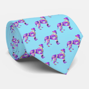 Gravata Cachorro Silhueta Roxo Pescoço Azul Claro
