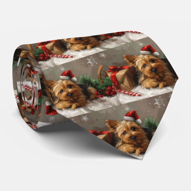 Gravata Cachorro Terrier Australiano Festa de Natal (Rolled)