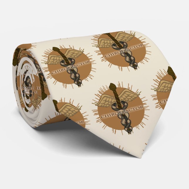 Gravata Caduceu de Quiropraxista (Rolled)