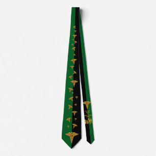 Gravata Caduceus verde e preto personalizado