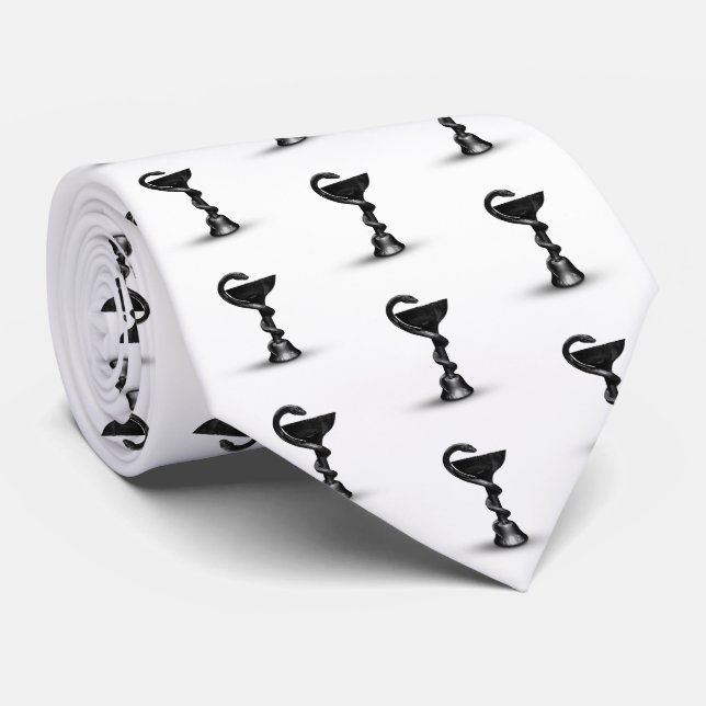 Gravata Caduco Branco da Hygieia Cobra Médica Preta (Rolled)
