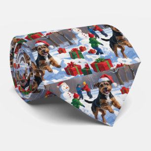 Gravata Cães Chesapeake Bay Retriever na Neve com Chapéu d