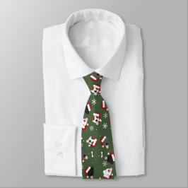 Gravata Cães de Papai Noel no Verde