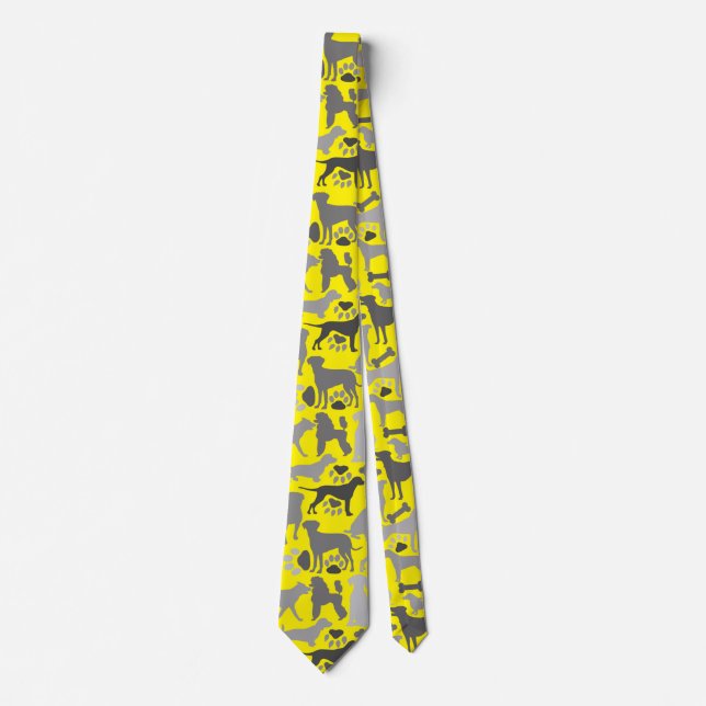 Gravata Cães e patas 03.b B Amarelo BG (Frente)