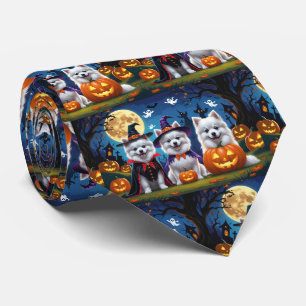 Gravata Cães esquimó americanos abraçando o Halloween