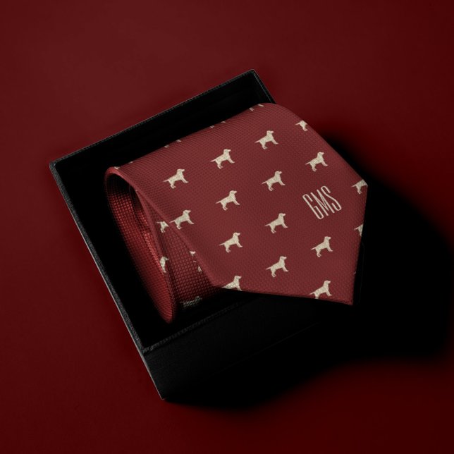 Gravata Cães Labradores Amarelos Monogramados (Criador carregado)