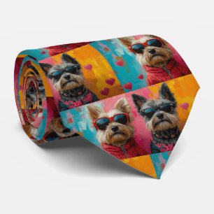 Gravata Cairn Terrier Com Rosas Do Coração Dia dos Namorad