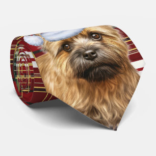 Gravata Cairn Terrier Dog e Natal de Xadrez