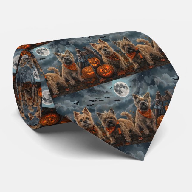 Gravata Cairn Terrier Halloween Assustador (Rolled)