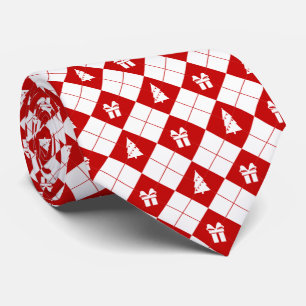 Gravata Caixas de Presente e Padrão de Árvores de Natal