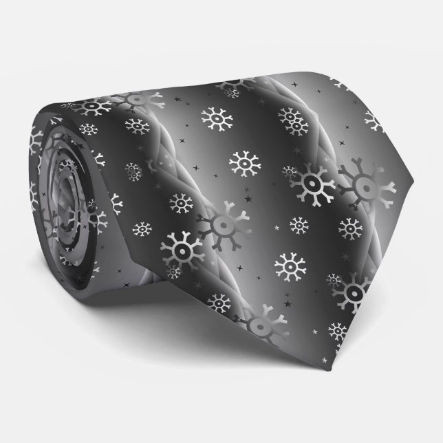 Gravata Calça de Natal em Floco de Neve de Prata Masculina (Rolled)