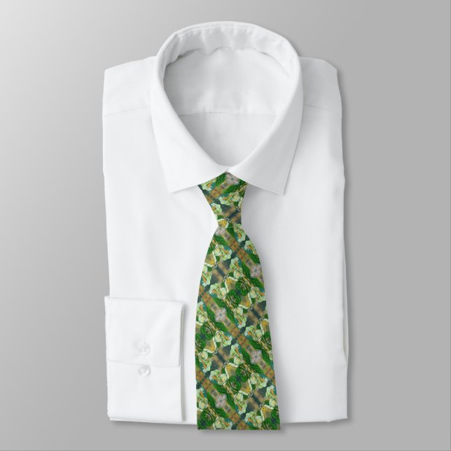 Gravata Calla Lily Flowers Neck Tie Green (Amarrado)