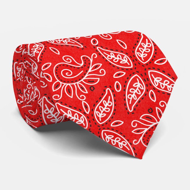 Gravata Camada de padrão de Paisley Vermelho (Rolled)