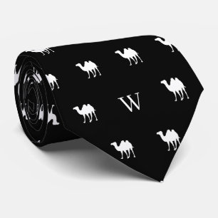 Gravata Camel Humpday Monogramas Iniciais Preto e Branco