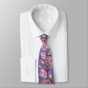Gravata Camellia Rosa Garden Flowers Neck Tie
