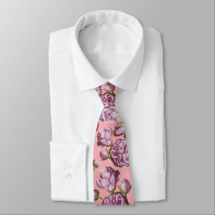 Gravata Camellia Rosa Garden Flowers Neck Tie