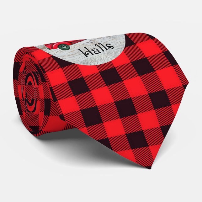 Gravata Caminhão Vermelho de Natal da Deckin Halls (Rolled)