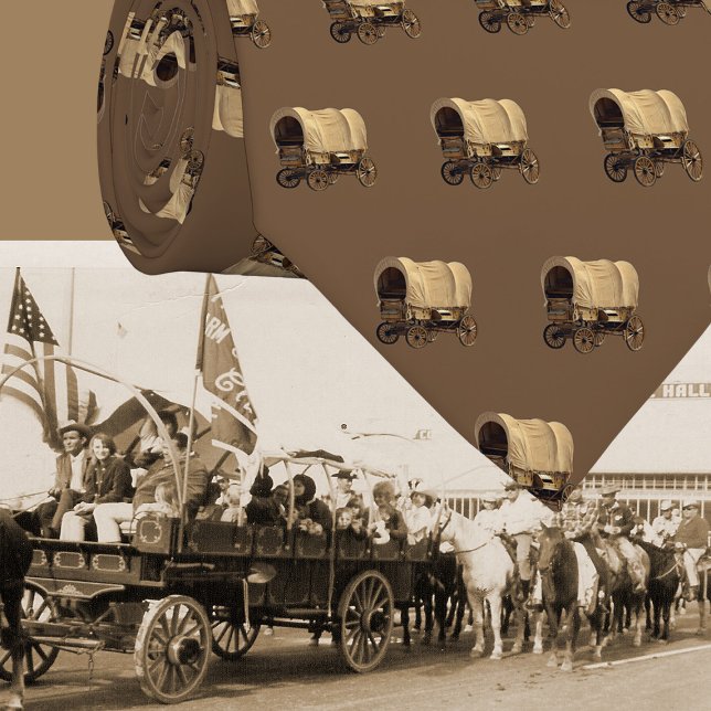 Gravata Caminho de Trilho do Vagão Coberto pelo Oeste (Western necktie with a covered wagon)
