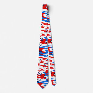 Gravata Camo branco e azul vermelho