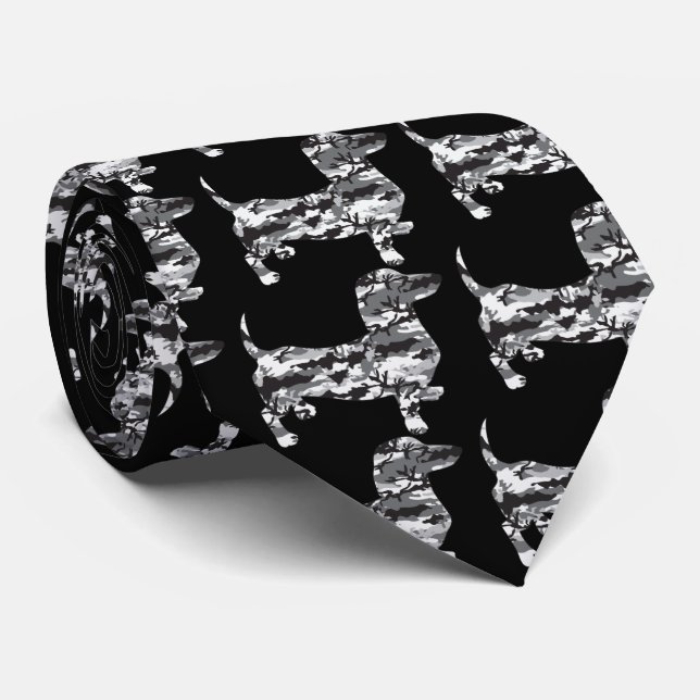 Gravata Camo-Cinza-Doxie (Rolled)