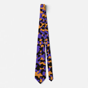 Gravata Camo Laranja Brilhante, roxo real e preto profundo