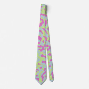 Gravata Camo rosa quente em Verde limão claro e azul pálid
