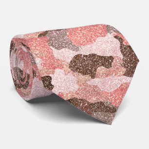 Gravata Camouflage Rosa Dourado Camo Glitter Glam Monogram