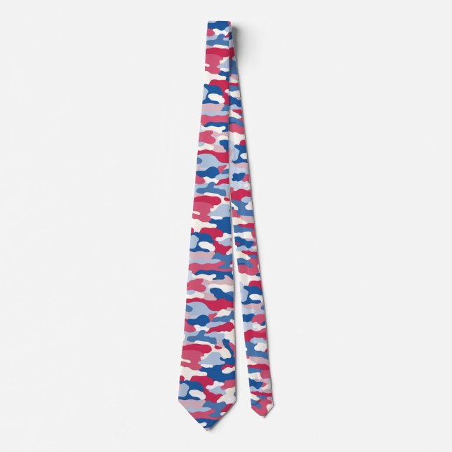 Gravata Camuflagem Azul e Branco Vermelho (Frente)