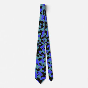 Gravata Camuflagem Azul Negrito em Teal e Preto