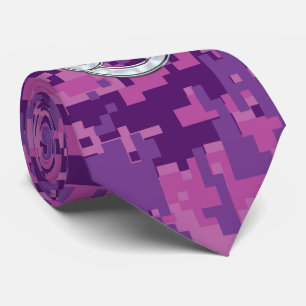 Gravata Camuflagem Digital Cor-de-rosa com Sinal Zodiac do
