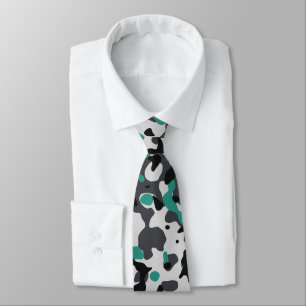 Gravata Camuflagem em Teal, Cinza e Preto
