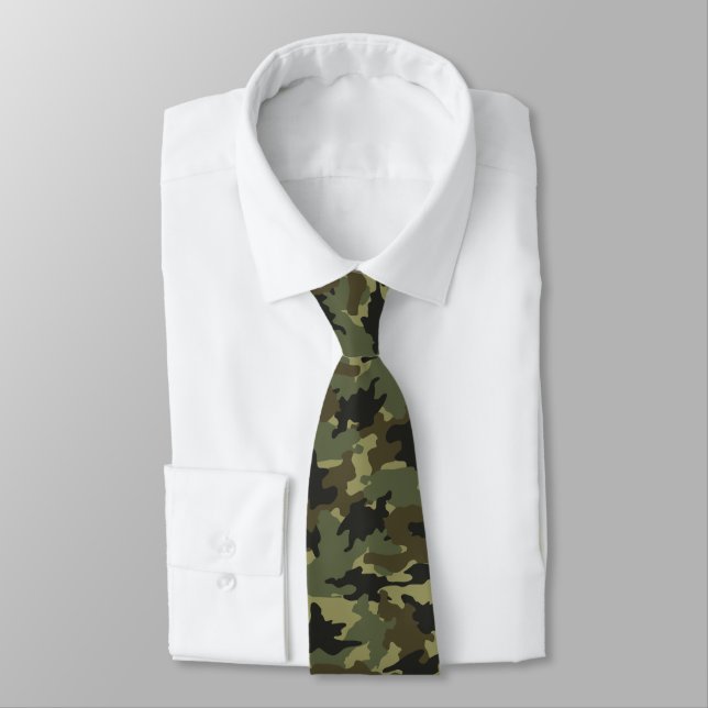 Gravata Camuflagem Militar Khaki Green Camo Mens Neck Tie (Amarrado)