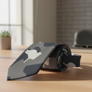 Gravata Camuflagem Militar norte-americana Camo Cinza sem 