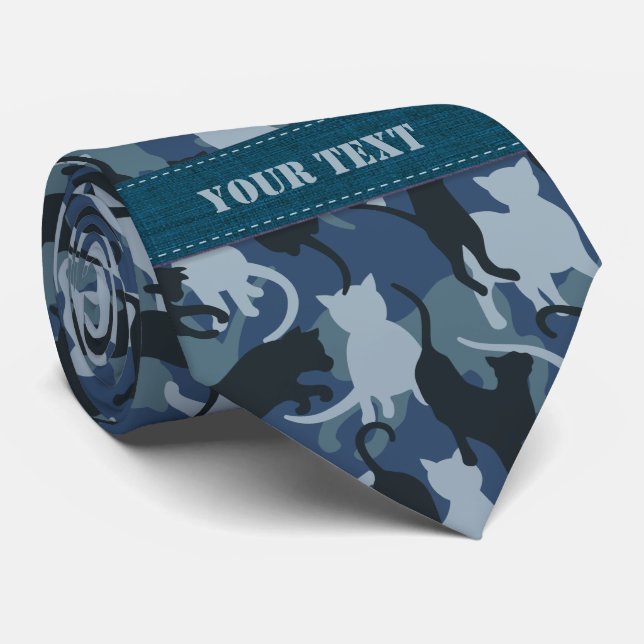 Gravata Camuflagem Naval de Gatos (Rolled)