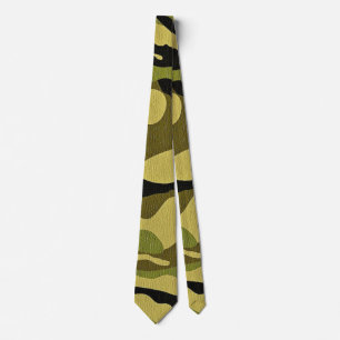 Gravata Camuflagem Preta E Verde Castanho