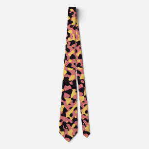 Gravata Camuflagem rosa em amarelo e preto
