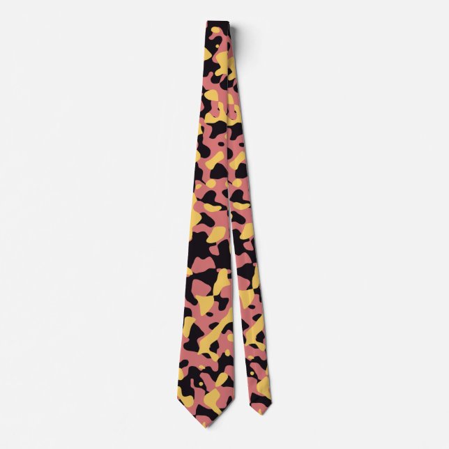 Gravata Camuflagem rosa em amarelo e preto (Frente)