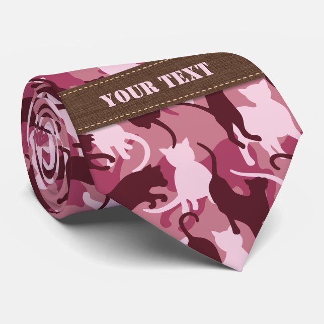 Gravata Camuflagem Rosa Gatos (Rolled)