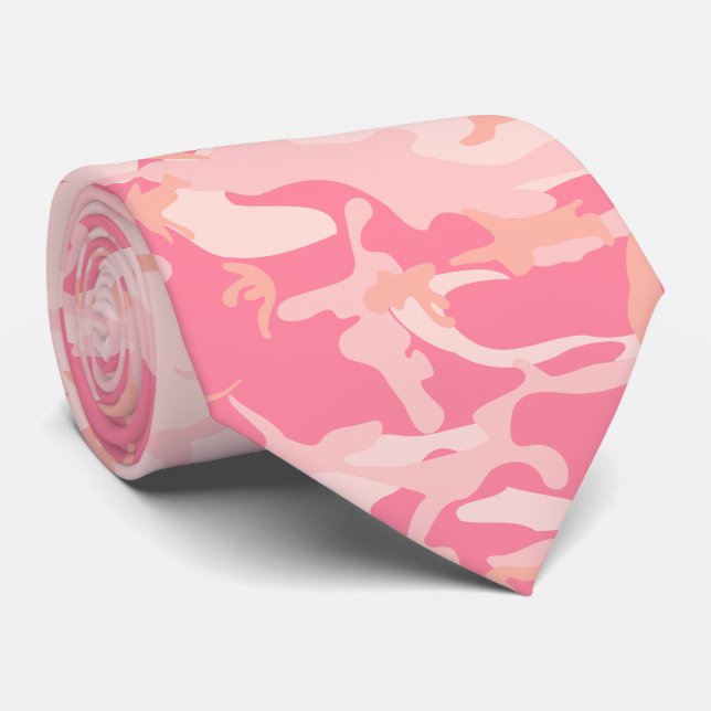 Gravata Camuflagem Rosa, Militar, Exército (Rolled)