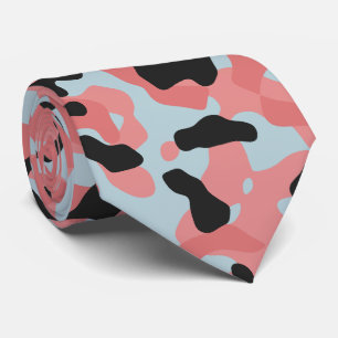 Gravata Camuflagem rosa suave em Cinzas escuras e azul pál