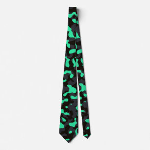 Gravata Camuflagem Verde Brilhante no carvão e no preto