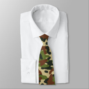 Gravata Camuflagem, verde e castanho