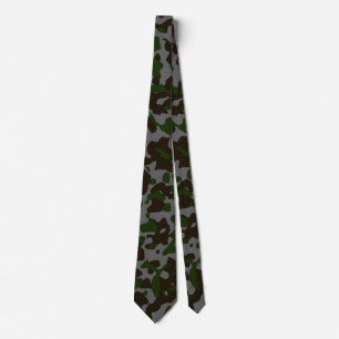 Gravata Camuflagem Verde Escura em Castanho e Cinzas