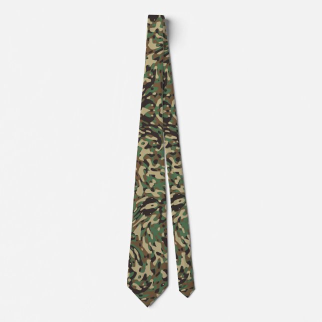 Gravata Camuflagem Verde na Moda  (Frente)