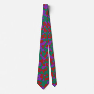 Gravata Camuflagem Vermelha em Verde e Roxo