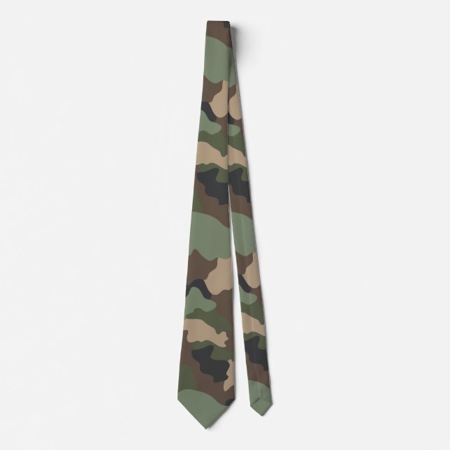 Gravata Camuflagem Woodland Camo Khaki Verde Tan Preto (Frente)